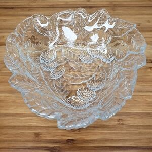 Strawberry Pressed Glass Vintage Bowl Heart Shaped Indiana Glass Serving Bowl